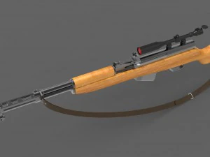 semi-automatic rifle with optical sight 3D Model