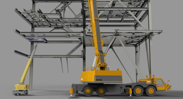 erection of steel construction Model 3D .c4d .max .obj .3ds .fbx .stl .blend 