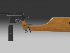mauser model 712 machine with case 3D 模型