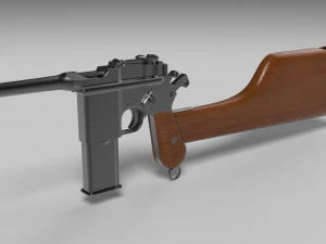 mauser model 712 machine with case 3D Model