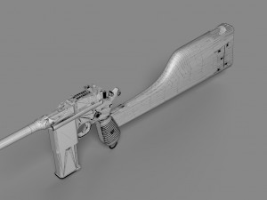 mauser model 712 machine with case 3D Model