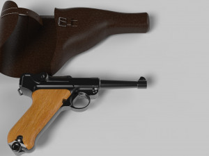 luger p08 wih holster 3D Модель