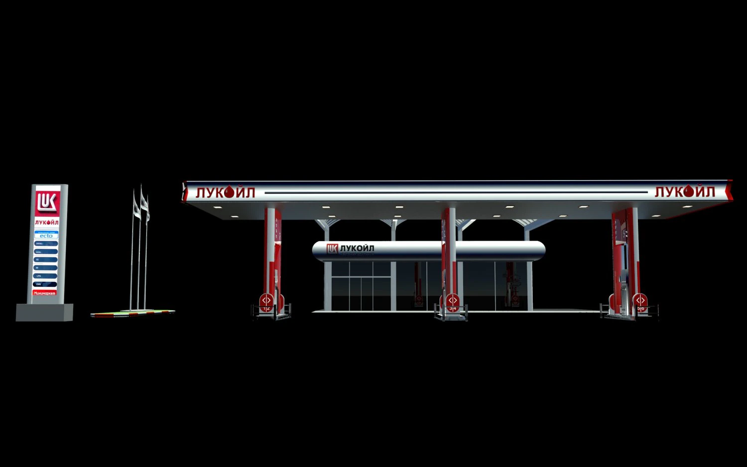 gas station 3D Model .c4d .max .obj .3ds .fbx .stl .blend 