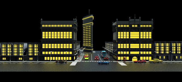 city block Model 3D .c4d .max .obj .3ds .fbx .stl .blend 
