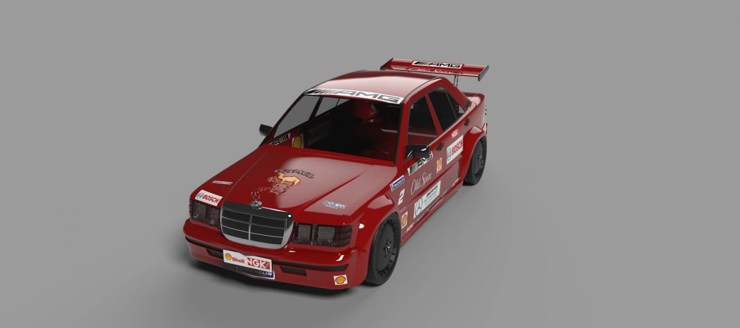 mercedes benz 190e 1990 racing 3D Model .c4d .max .obj .3ds .fbx .stl .blend
