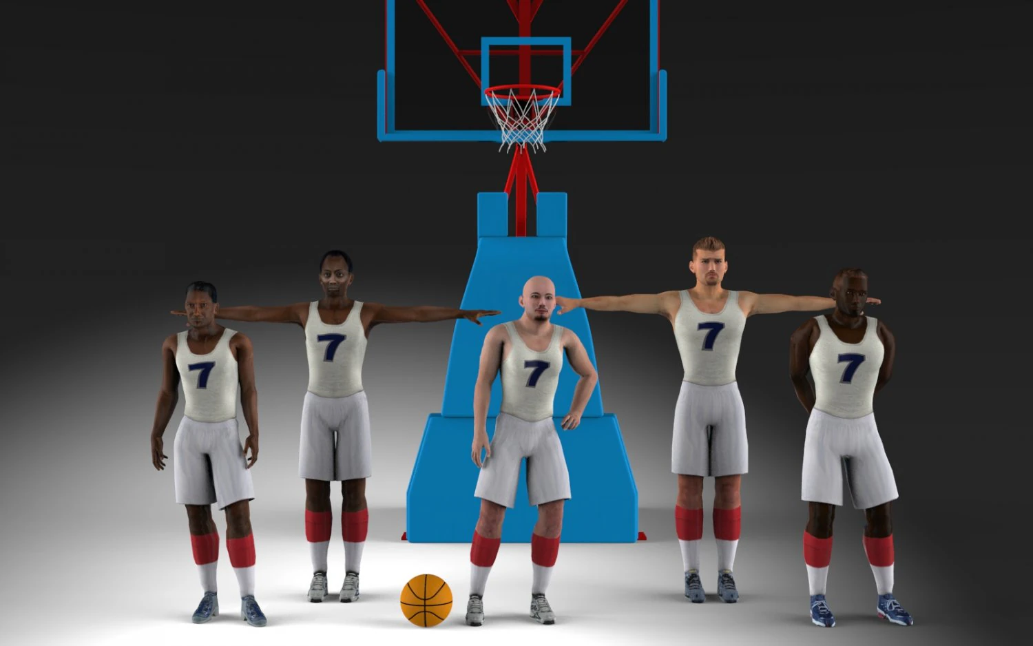 basketball team 3D Model .c4d .max .obj .3ds .fbx .stl .blend 