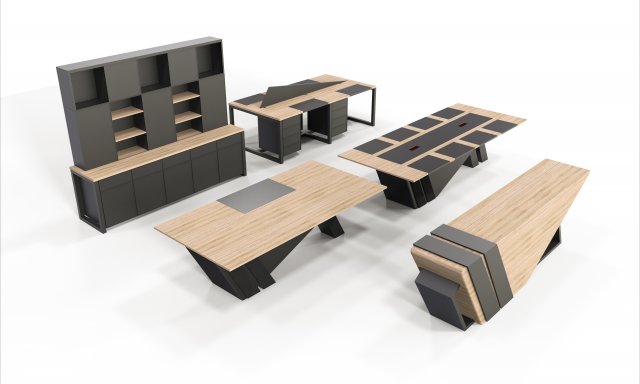 office furniture set 3D Model .c4d .max .obj .3ds .fbx .stl .blend
