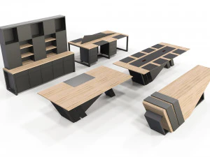 कार्यालय फर्नीचर सेट 3D मॉडल