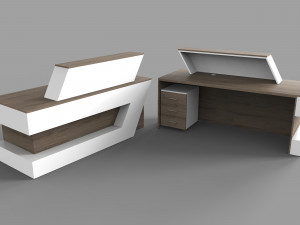 reception desk and executive table 3D Model