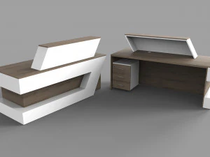 banco reception e tavolo direzionale Modello 3D