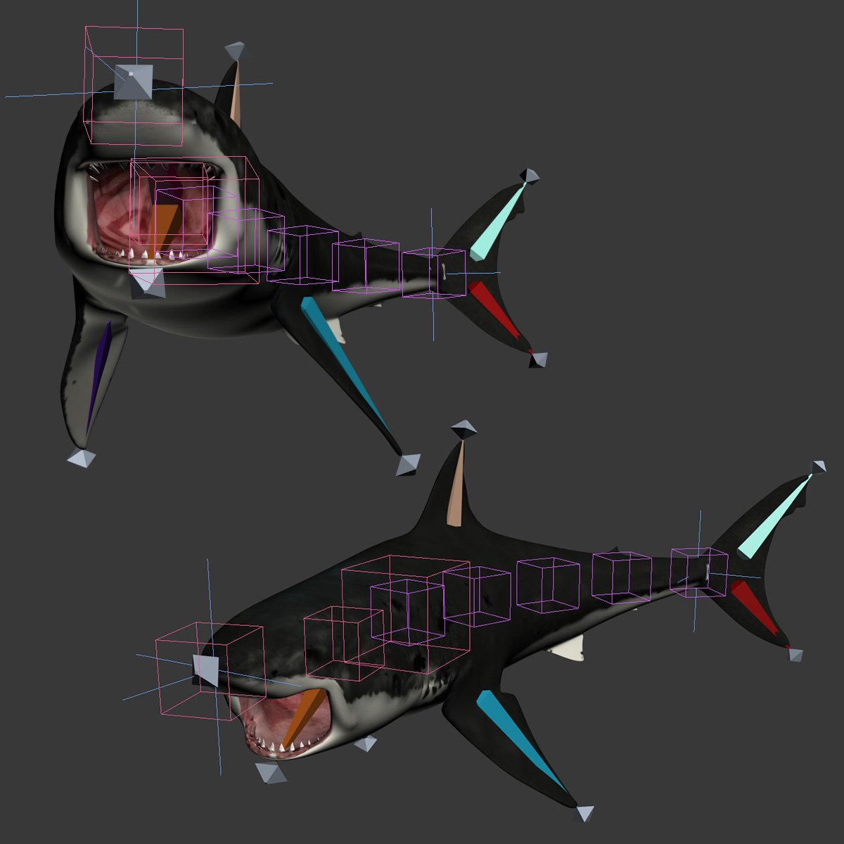Great White Shark - Rig and model demo (Blender) 
