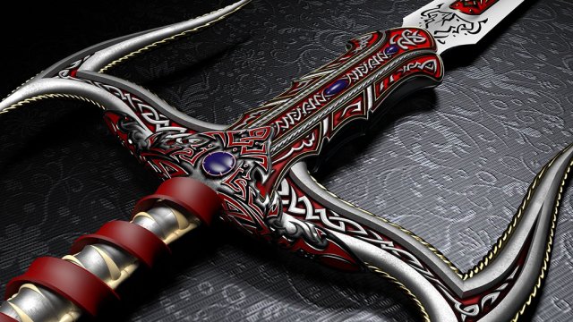 gotic sword 3D Модель .c4d .max .obj .3ds .fbx .stl .blend 