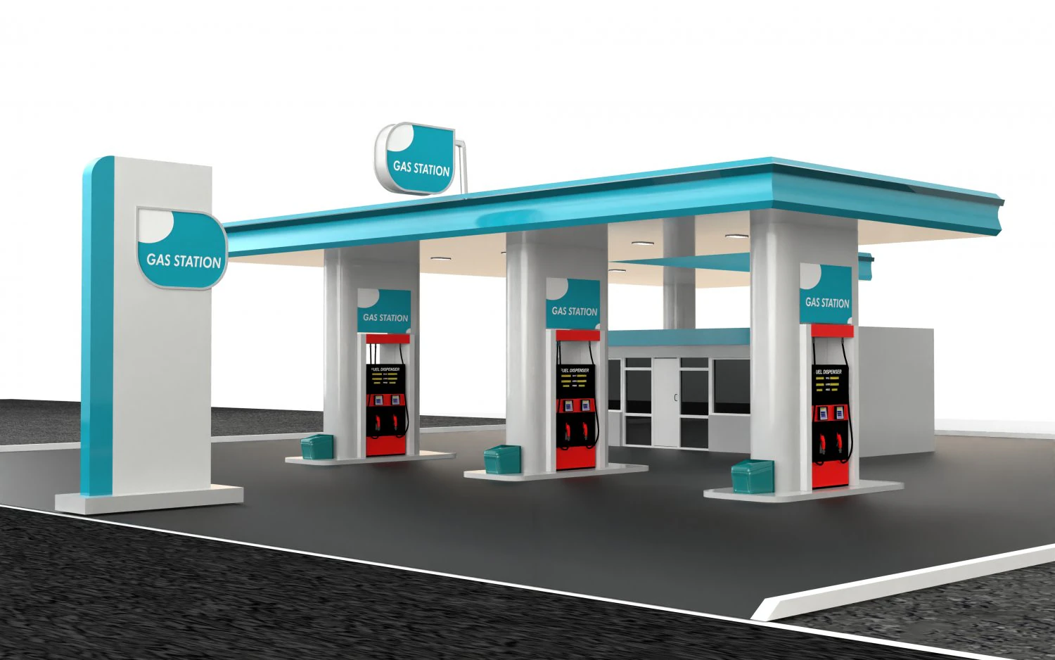 gas station 2 3D Model .c4d .max .obj .3ds .fbx .stl .blend 