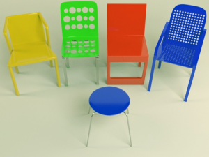 chair pack Model 3D