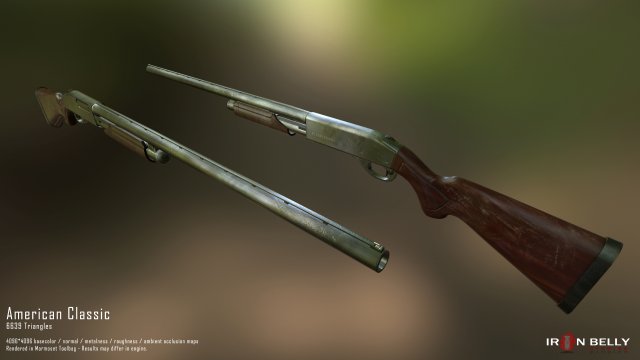 remington 870 ac shot gameready Modelo 3D .c4d .max .obj .3ds .fbx .stl .blend 