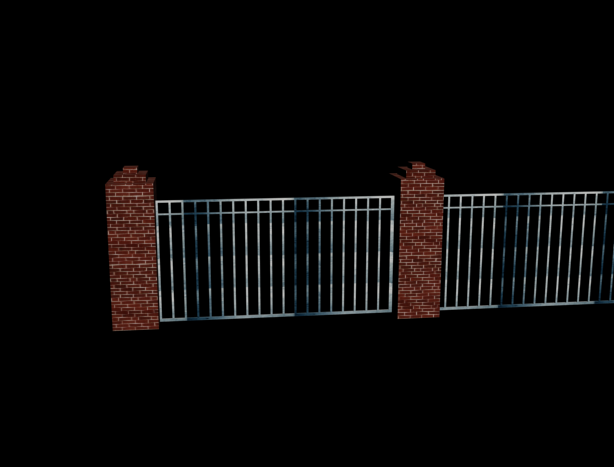 lattice fence with stone columns 3D 모델 .c4d .max .obj .3ds .fbx .stl .blend 