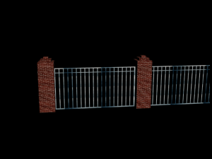 lattice fence with stone columns 3D Model