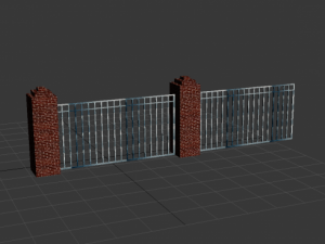 lattice fence with stone columns 3D 모델