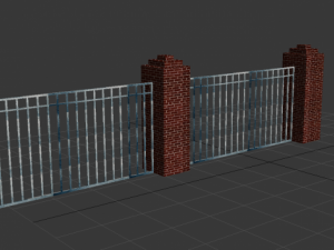 lattice fence with stone columns 3D 모델