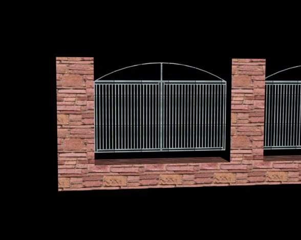 lattice fence with stone columns o2 3D Model .c4d .max .obj .3ds .fbx .stl .blend 