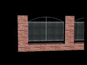 lattice fence with stone columns o2 3D Model