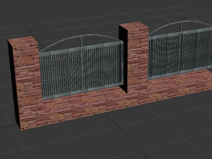 lattice fence with stone columns o2 3D Model