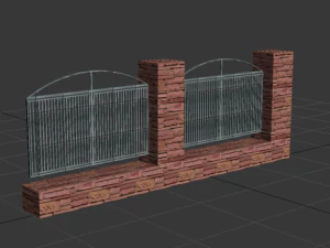 lattice fence with stone columns o2 3D Model