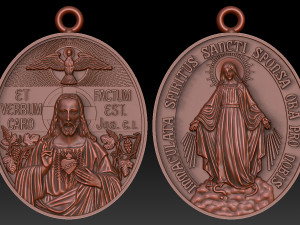 Jesus and Immaculate of Mary Pendant 3D Print Model