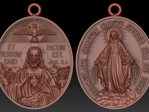 Ciondolo Ges&ugrave; e l'Immacolata di Maria Modello di stampa 3D