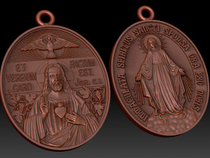 Jesus and Immaculate of Mary Pendant 3D Print Model