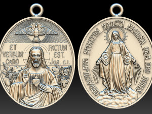 Jesus and Immaculate of Mary Pendant 3D Print Model