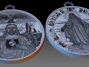 Jesus and Immaculate of Mary Pendant 3D Print Model