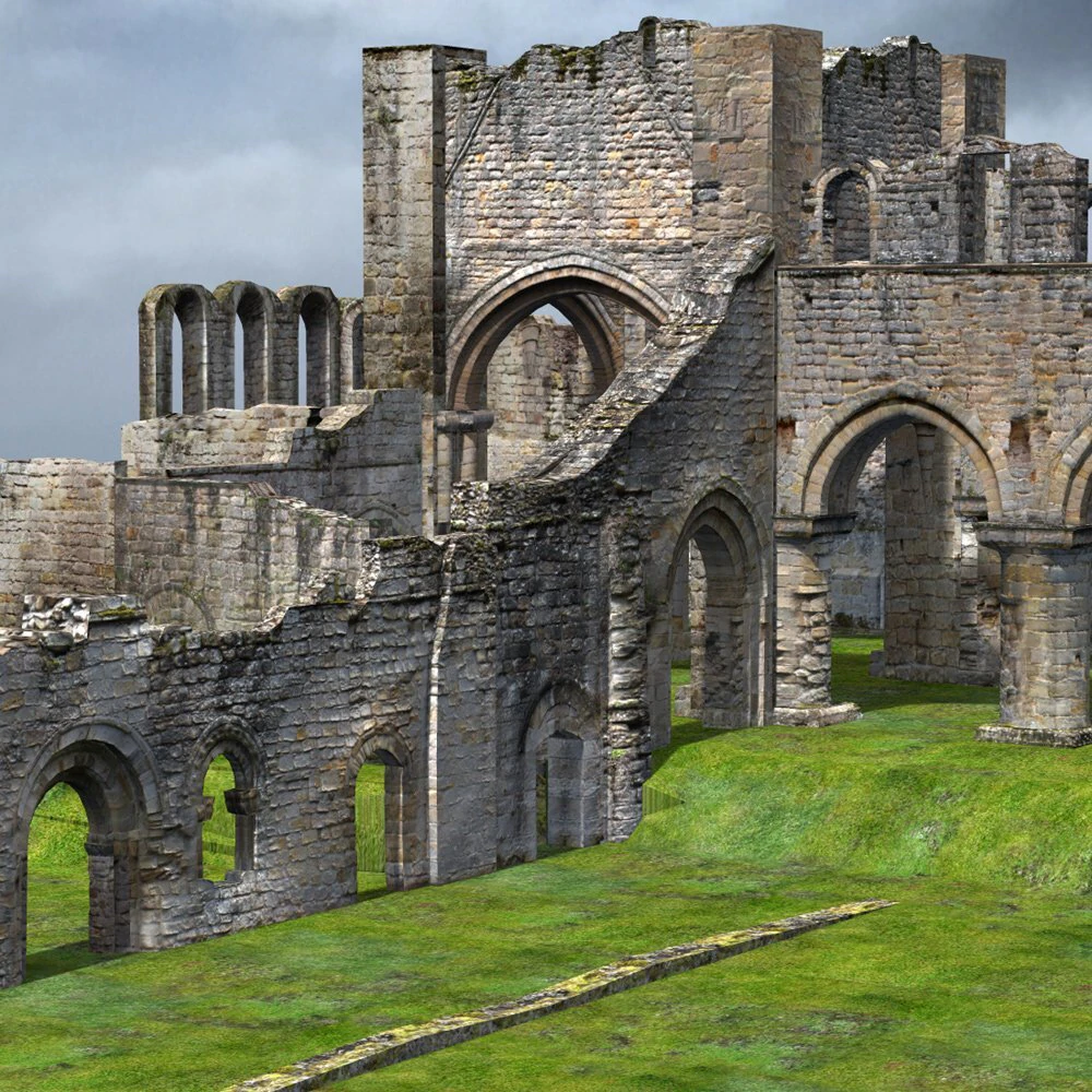 abbey in ruins monastery 3D Model .c4d .max .obj .3ds .fbx .stl .blend 