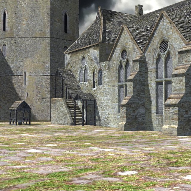 fortified manor 3D 模型 .c4d .max .obj .3ds .fbx .stl .blend 