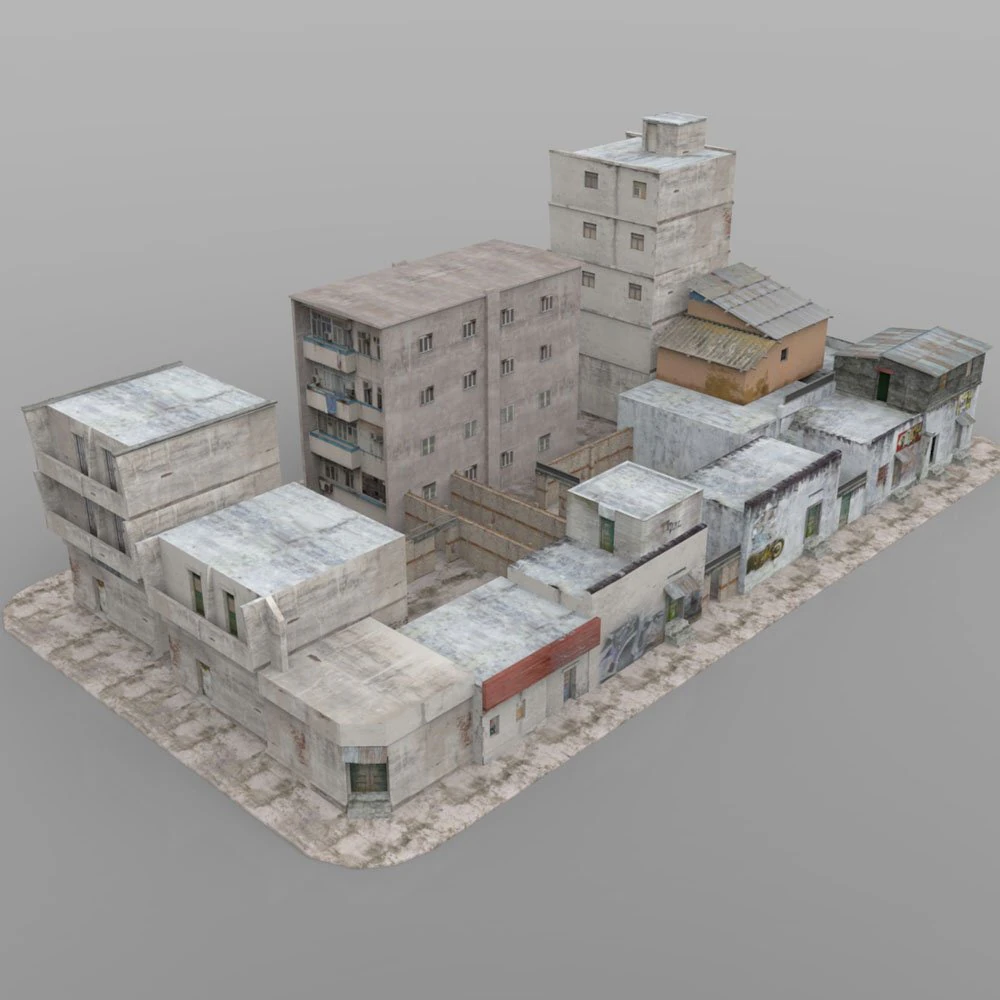 shanty town buildings city blocks 3D Model .c4d .max .obj .3ds .fbx .stl .blend 