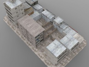 shanty town buildings city blocks 3D 모델