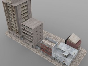 shanty town buildings city blocks 3D 모델