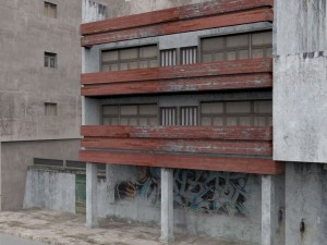 shanty town buildings city blocks 3D 모델