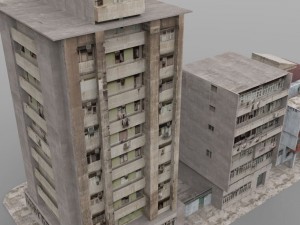 shanty town buildings city blocks 3D 모델