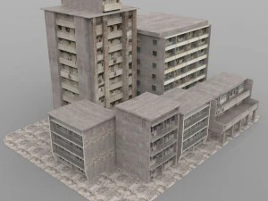shanty town buildings city blocks 3D Model