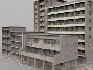 shanty town buildings city blocks 3D Model