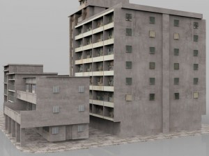 shanty town buildings city blocks 3D 모델