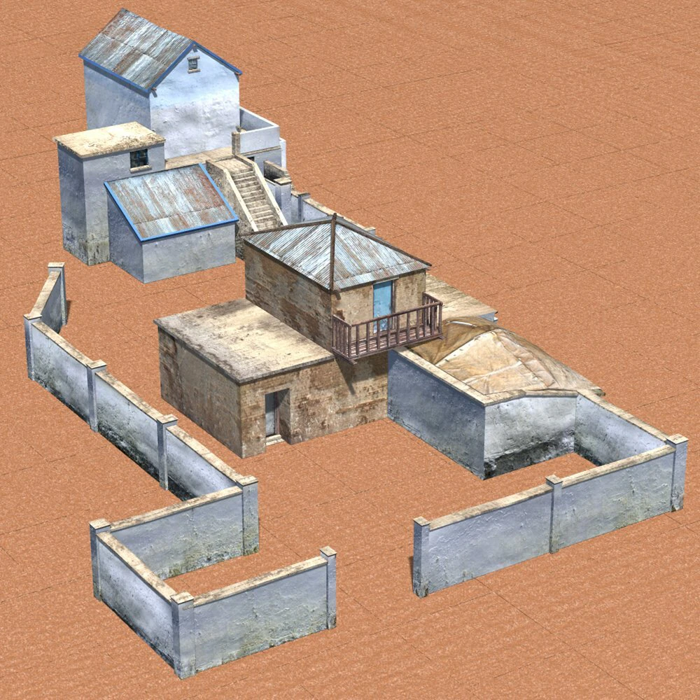 shanty town 2 large compound 3D Model .c4d .max .obj .3ds .fbx .stl .blend