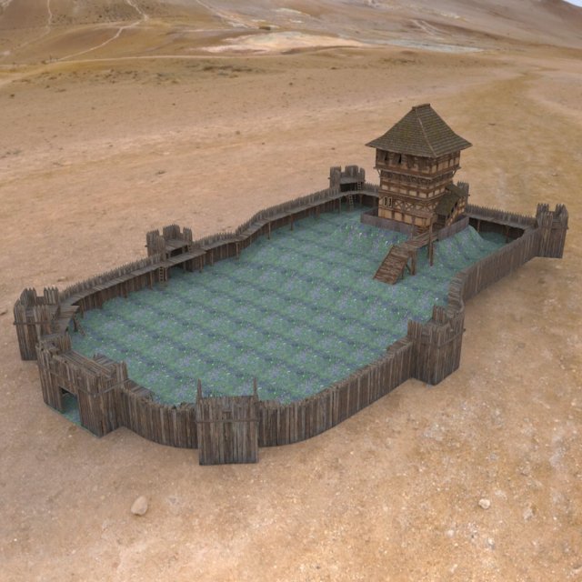 castle keep and tower 3D Model .c4d .max .obj .3ds .fbx .stl .blend 