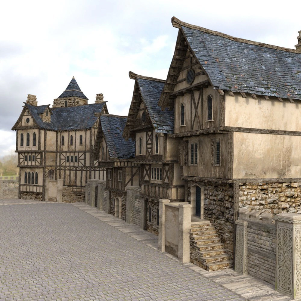 calle medieval Modelo 3D .c4d .max .obj .3ds .fbx .stl .blend 