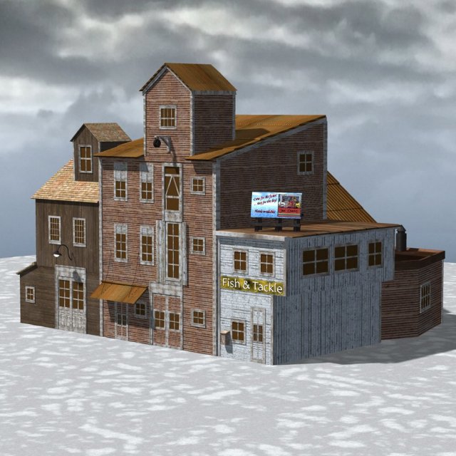 wharf building 3D Model .c4d .max .obj .3ds .fbx .stl .blend