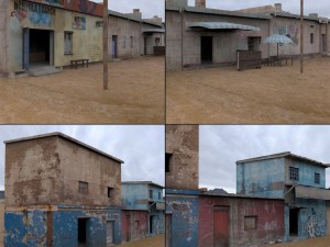 shanty town buildings 2 town blocks 3D-Modell