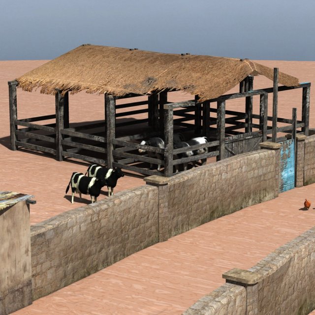 shanty town buildings 2 farm 3Dモデル .c4d .max .obj .3ds .fbx .stl .blend 