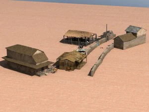 झोंपड़ी शहर की इमारतें 2 फार्म 3D मॉडल