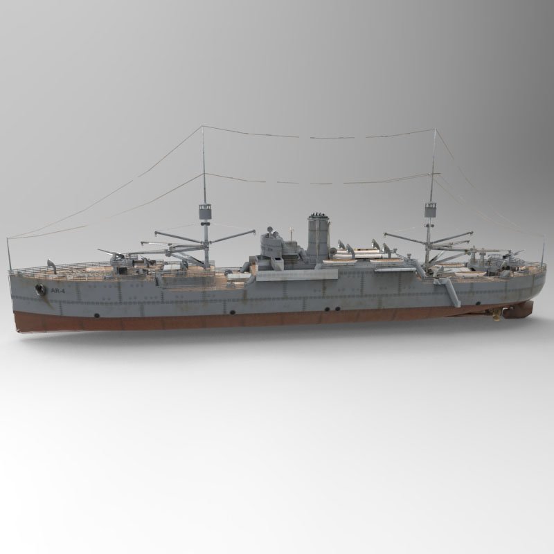 uss vestal in and obj format 3D Model Battleship 3DExport